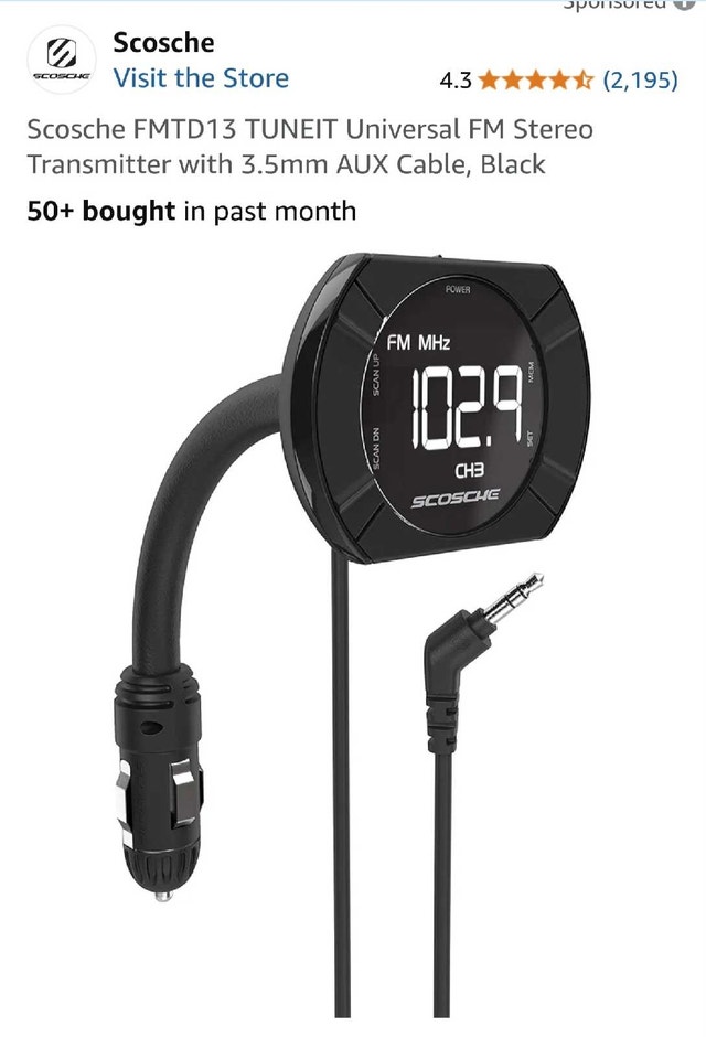 Scosche FMTD13 FM Transmitter w/ 3.5mm AUX