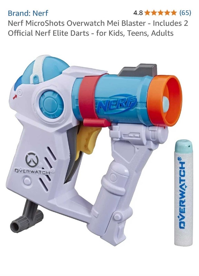 Nerf Microshots Overwatch Mei Blaster + 2 Elite Darts