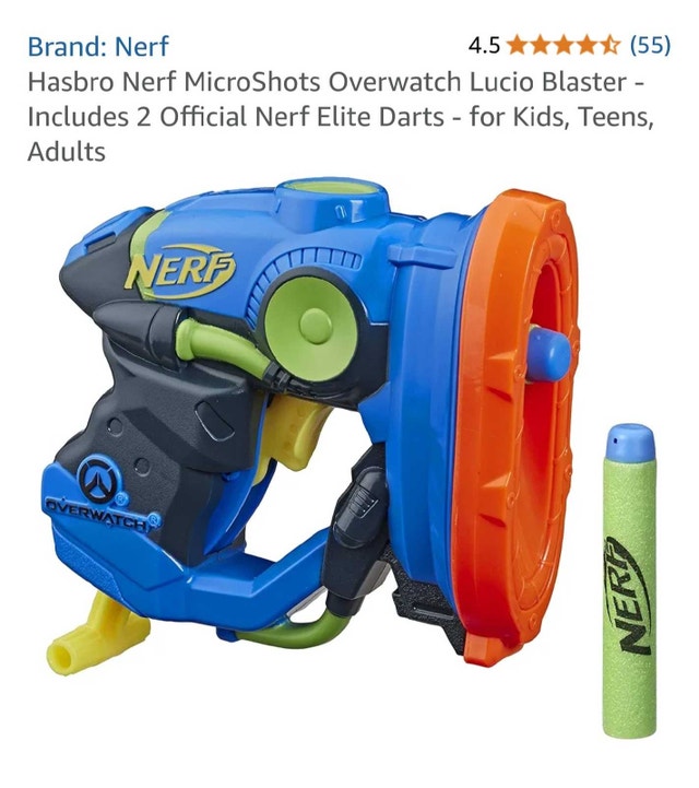 Hasbro Nerf MicroShots Overwatch Lucio Blaster