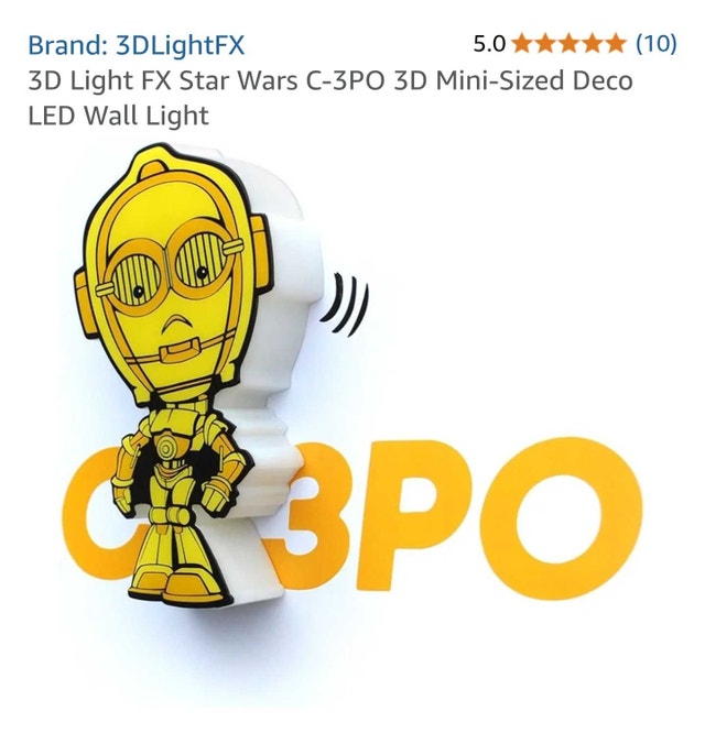 3D Light FX Star Wars C-3PO LED Wall Light