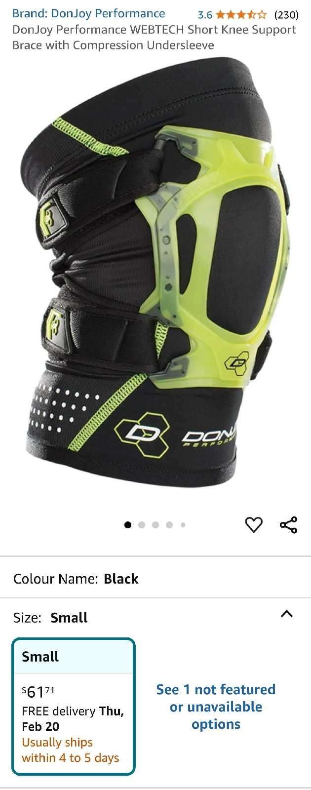 DonJoy Performance WEBTECH Short Knee Brace - Size Small