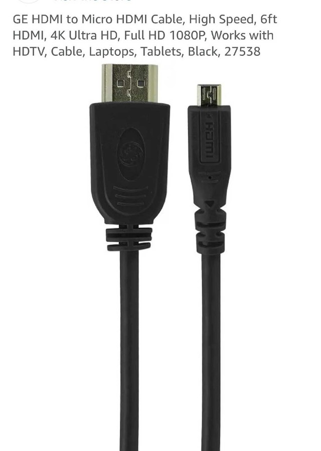 GE HDMI to Micro HDMI Type D Cables - 6ft, 4K Ultra High Speed - photo 3
