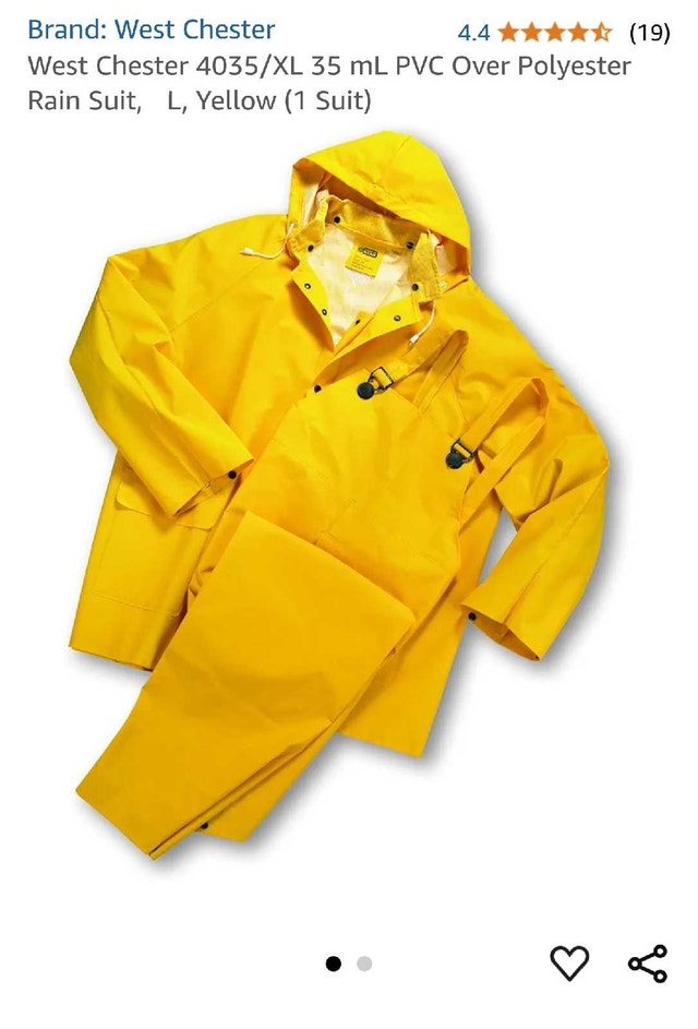 West Chester PVC Over Polyester Rain Suits LARGE Yellow (1 Suit) - photo 2
