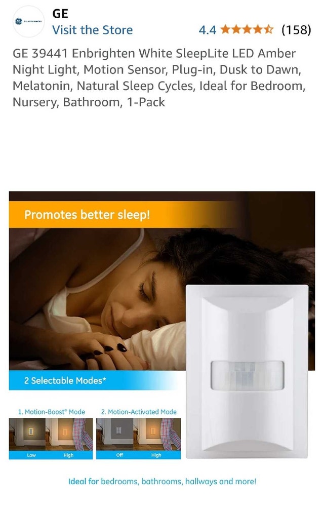 GE Enbrighten SleepLite LED Amber Night Light