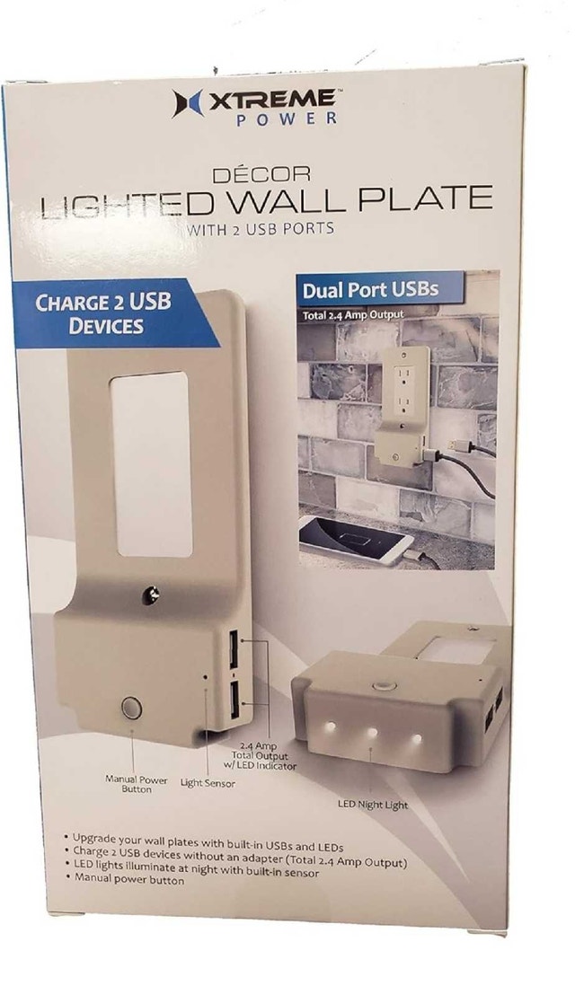 Xtreme Power Decor Lighted Wall Plate with 2 USB Ports - photo 3