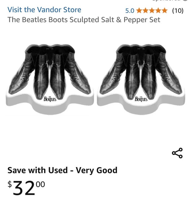 The Beatles Boots Sculpted Salt & Pepper Set