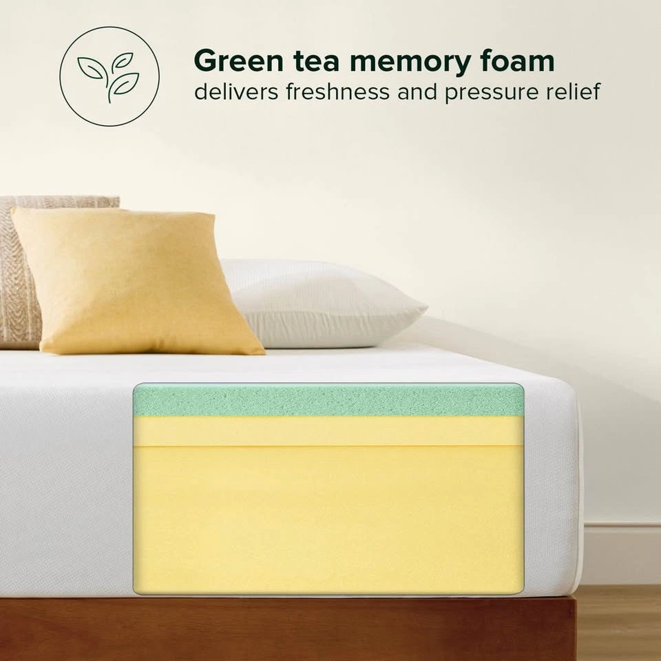 Grey Velvet Studded Bed Frame with 10" Firm Memory Foam Mattress - photo 3