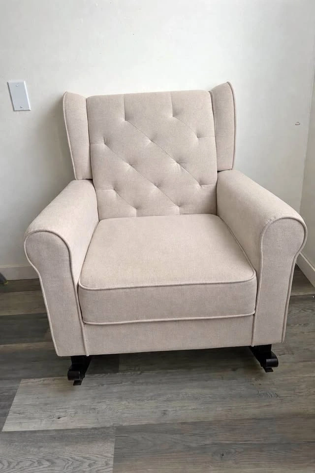 Beige Upholstered Glider Andreau Rocking Chair