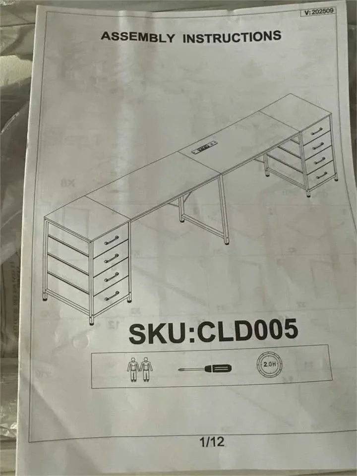 94.5" Double Computer Desk w/ 8 Drawers & Power Outlets - White - photo 4