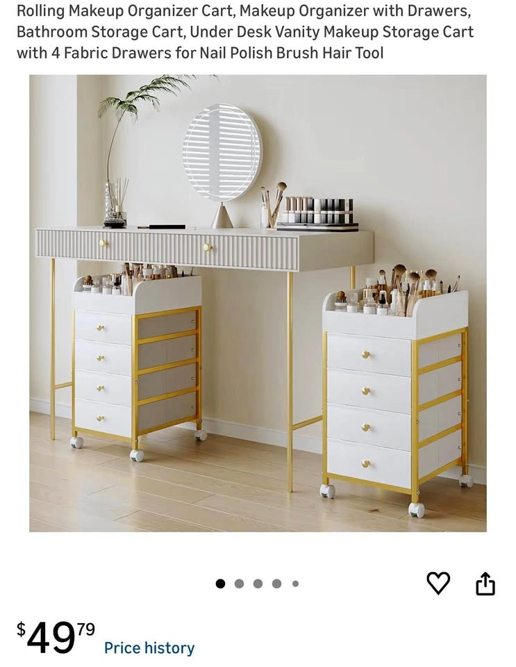 (New) Rolling Makeup Organizer Cart with 4 Fabric Drawers