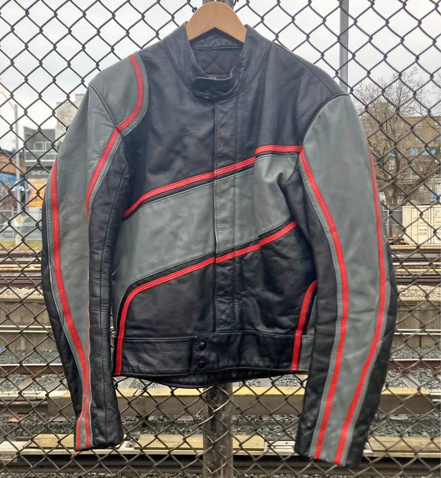 Vintage 80s Golden Crown Leather Motorcycle Jacket