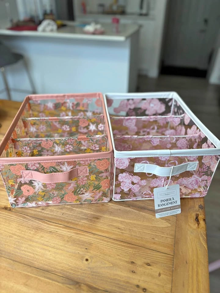 Set of 2 pretty floral storage bins with handles 🌸