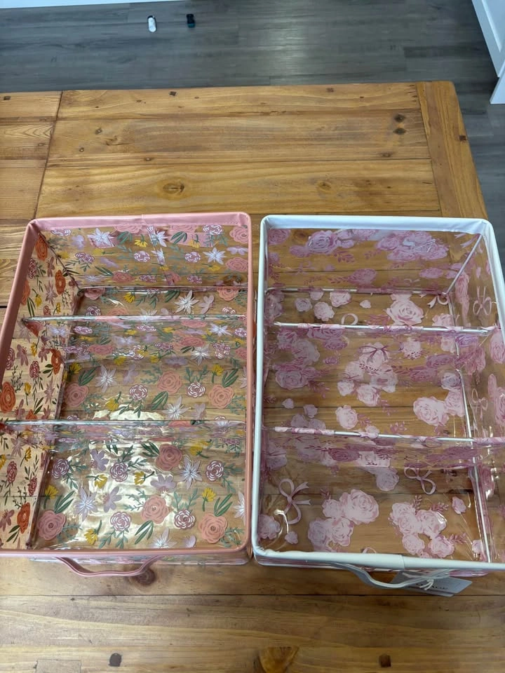 Set of 2 pretty floral storage bins with handles 🌸 - photo 2
