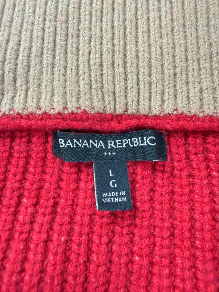 Banana Republic NWT Women's Large Red Oversized Half Zip Sweater - photo 2