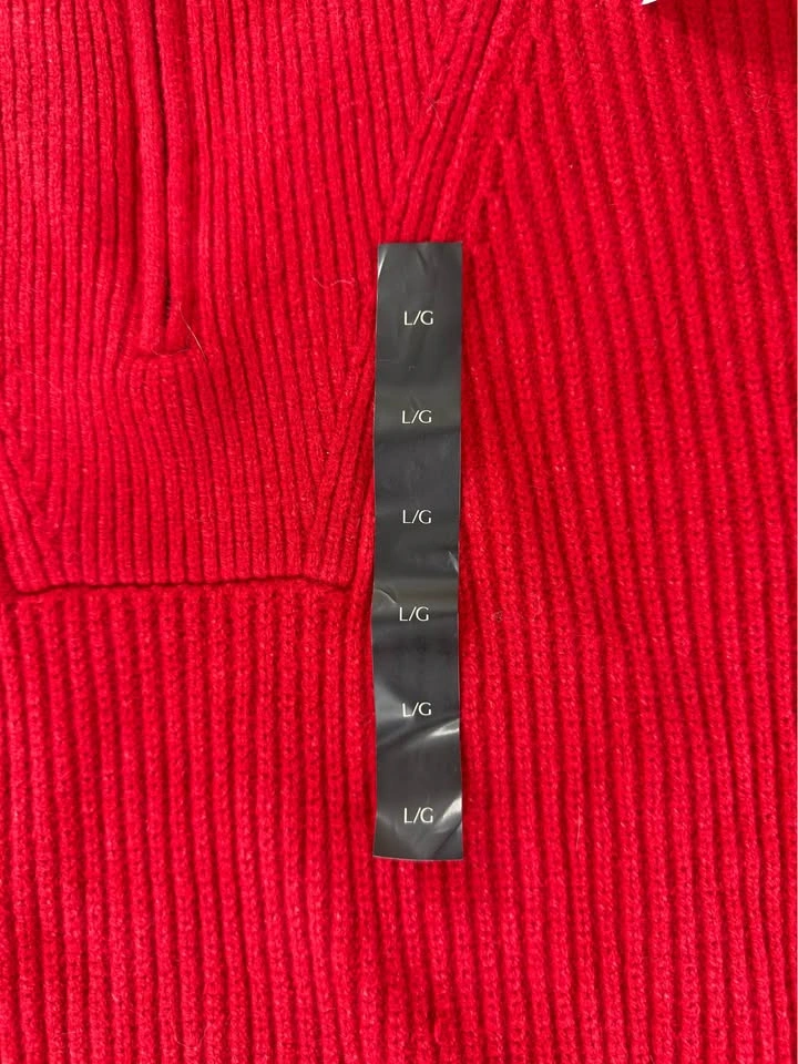 Banana Republic NWT Women's Large Red Oversized Half Zip Sweater - photo 4