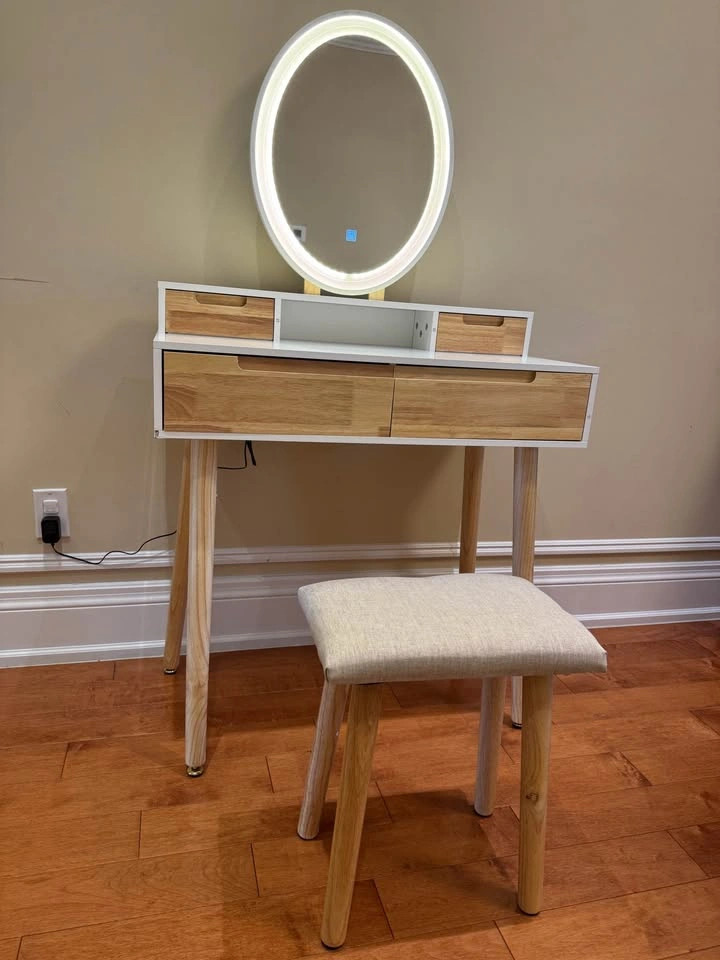 Modern Makeup Vanity with LED Mirror + Stool – $250 - photo 3