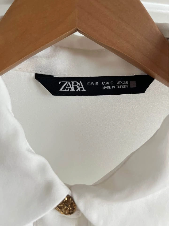 Zara White Embellished Button-Up Shirt - photo 2