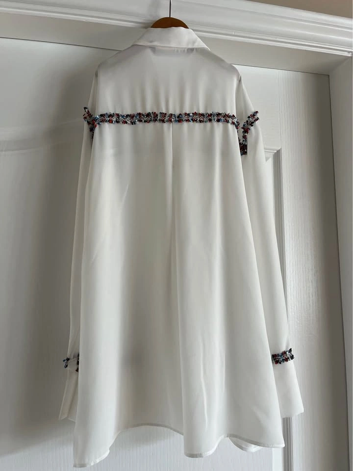 Zara White Embellished Button-Up Shirt - photo 3