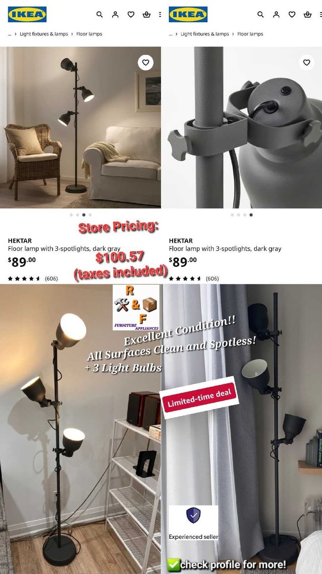 ✳️ Furniture Bundle, IKEA HEKTAR Lamp + (2) HOMYCASA BarStools - photo 2