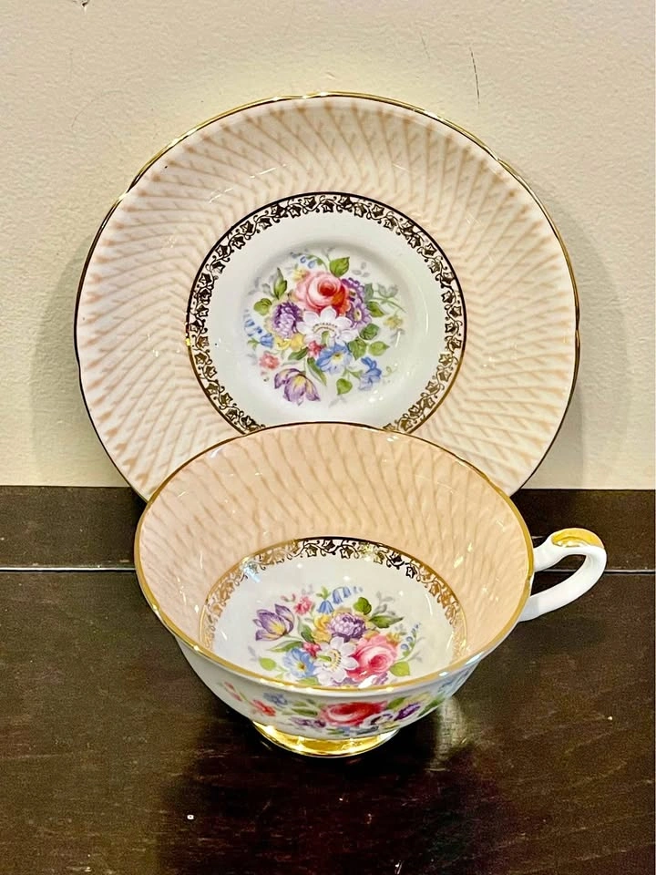 1930s Royal Grafton Basket weave Teacup and Saucer