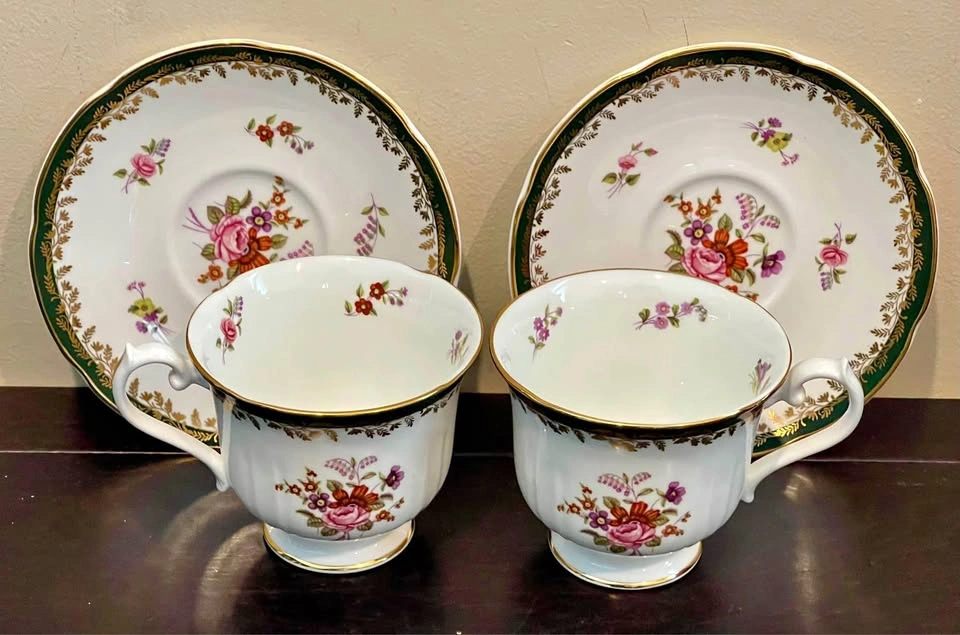 Denby Rockingham Green & Gold Tea Cup & Saucer Set - $15 Each