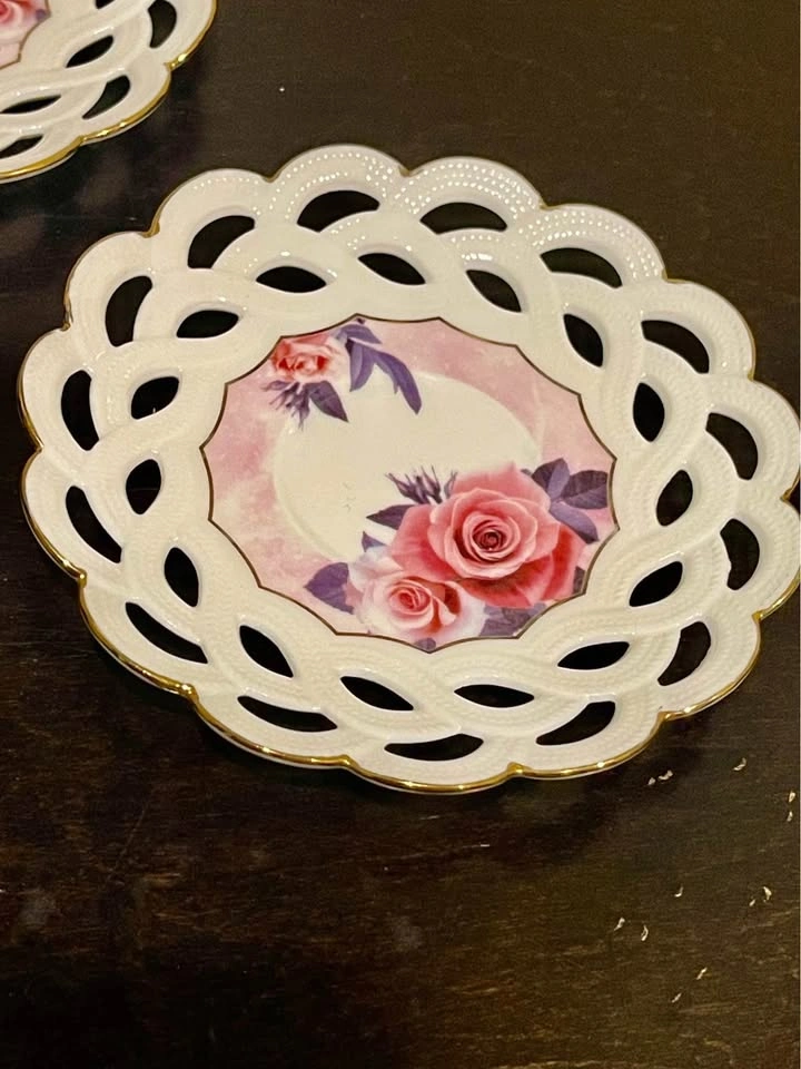 Porcelain Verdici Coffee Cup Espresso Set - Pink Rose & Blue Lea - photo 3