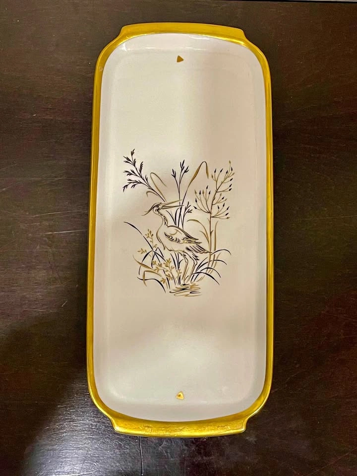 Rare Vintage Bavaria Gold trim Serving Tray German Tableware 195