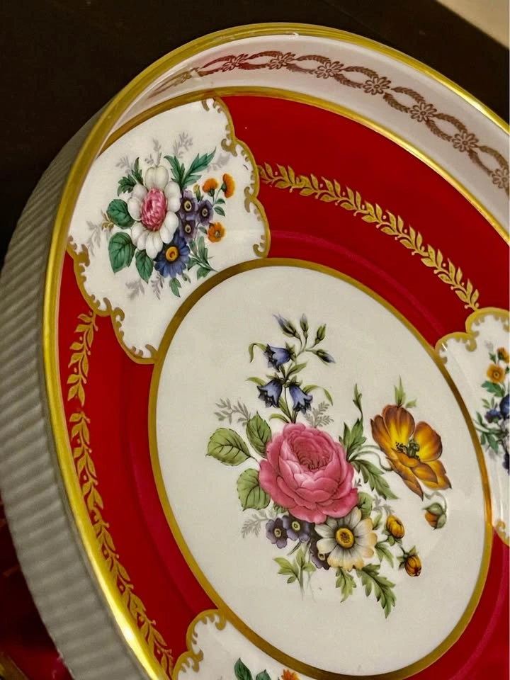 Rare Rudolf Wächter Bavaria Burgundy Serving Dish/Cake Stand - photo 2