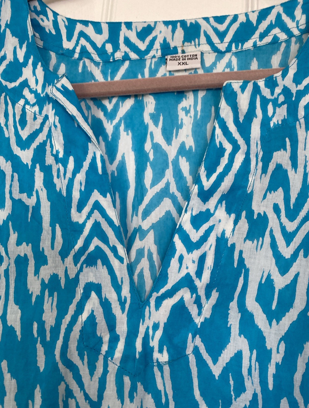 100% Cotton Tiffany Blue & White Tunic - Size XXL - photo 4