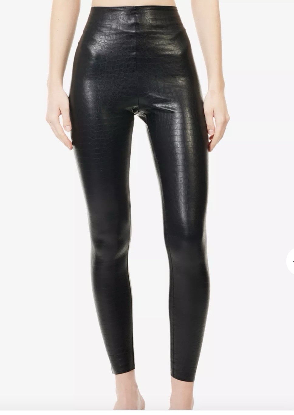 Commando Black Croc Embossed Faux Leather Leggings Size S