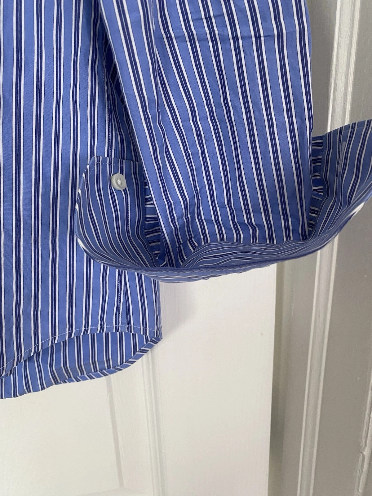 Canali Italy Dress Shirt Blue White Stripe Sz 16-41 Cotton - photo 4