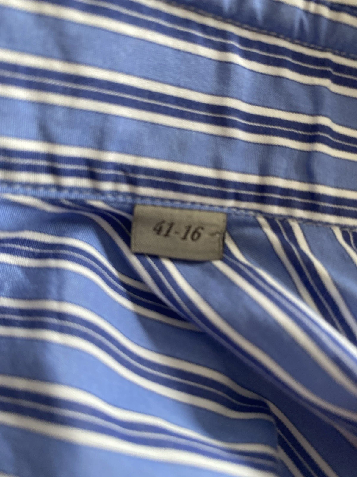 Canali Italy Dress Shirt Blue White Stripe Sz 16-41 Cotton - photo 5