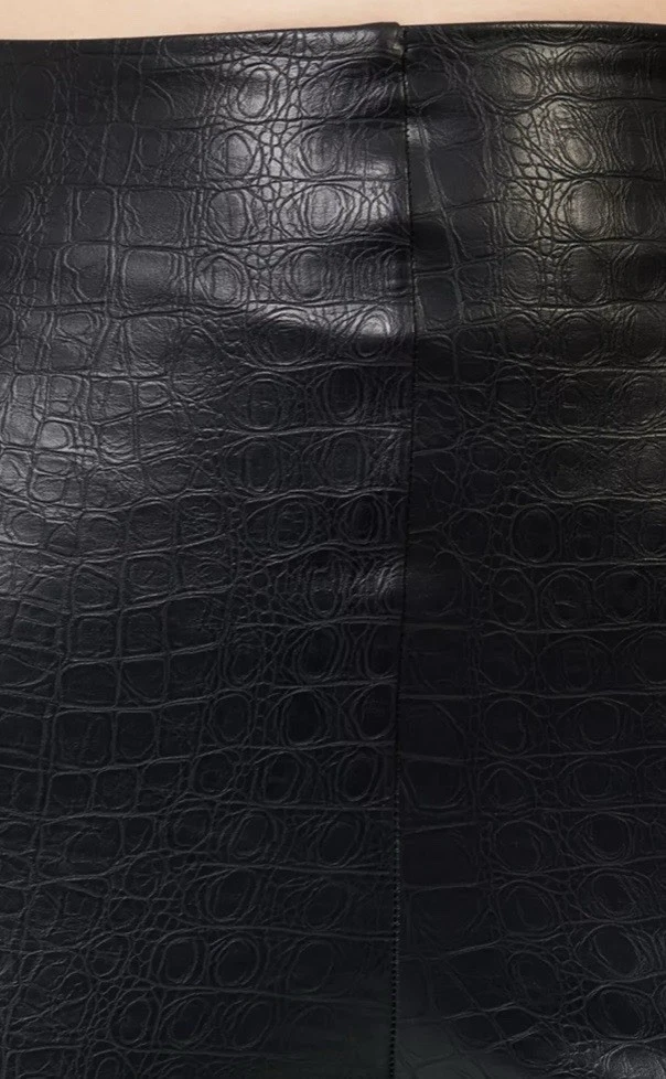 Commando Black Croc Embossed Faux Leather Leggings L - photo 5
