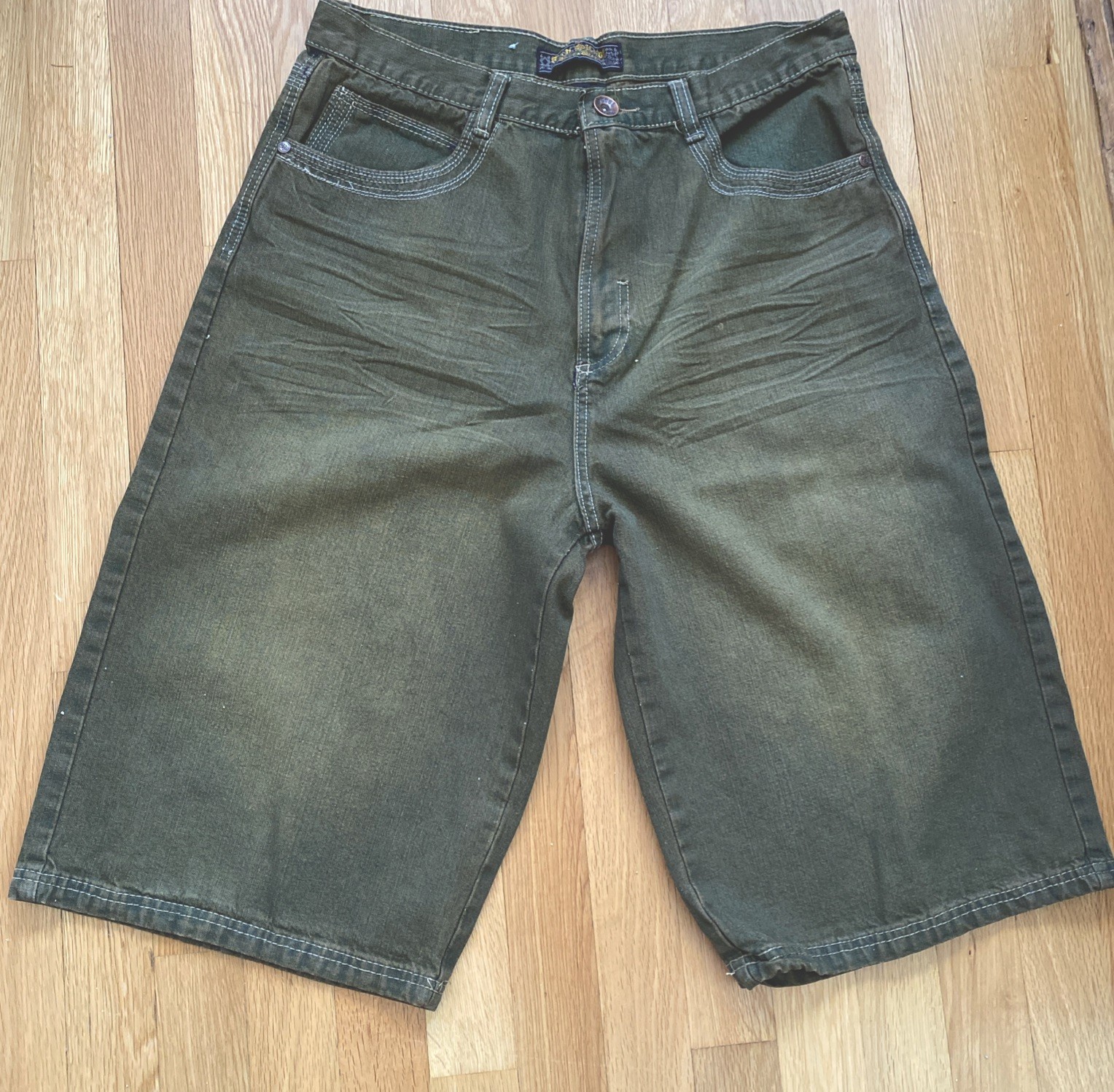 Old Skool Shorts Men 34 Embroidered Y2K Hip Hop Streetwear Vinta