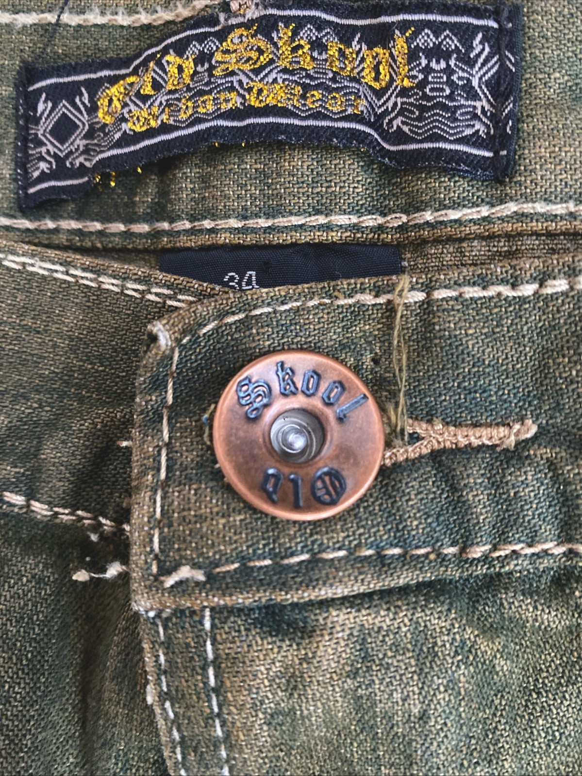 Old Skool Shorts Men 34 Embroidered Y2K Hip Hop Streetwear Vinta - photo 5