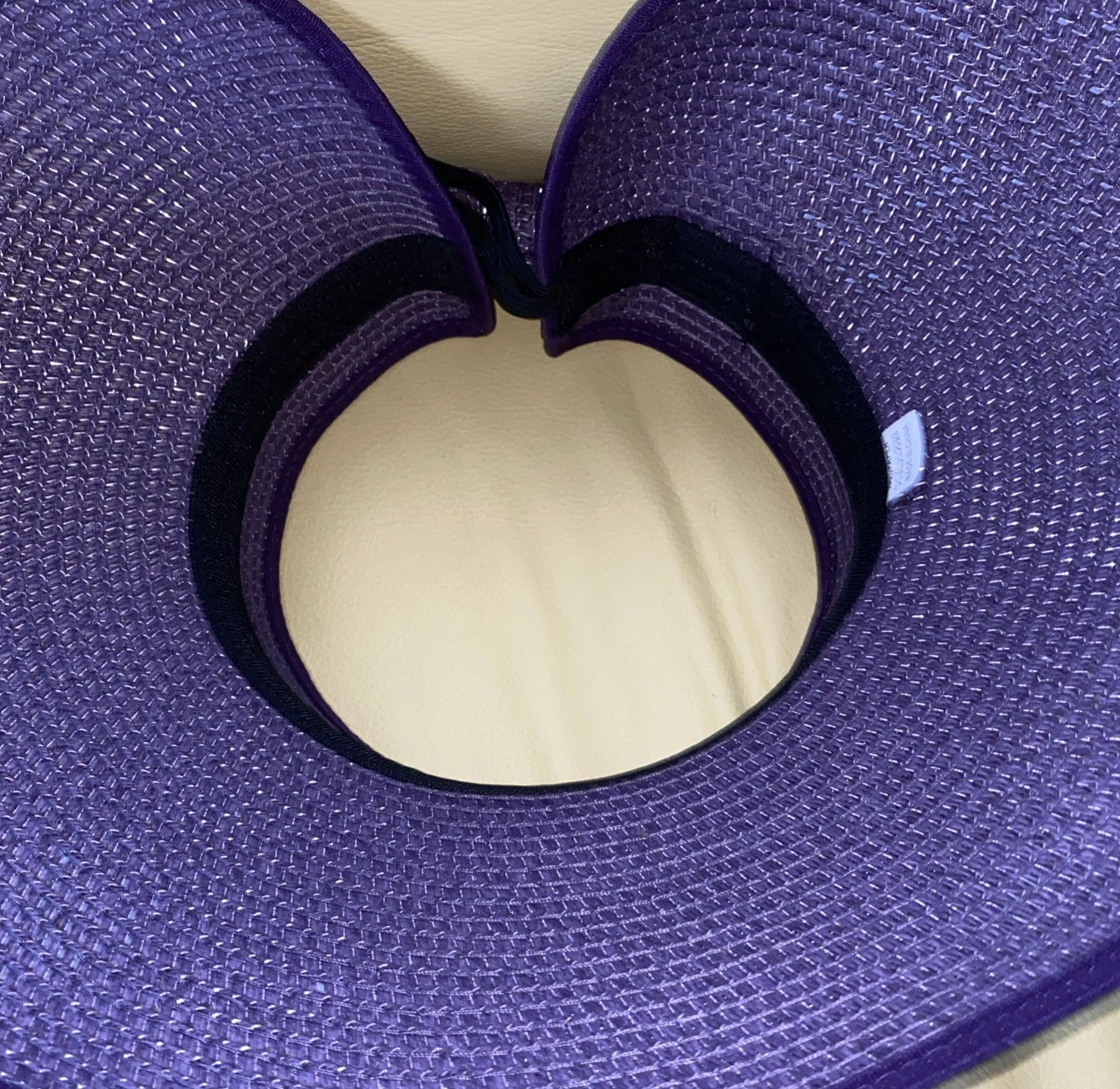 Women's Wide Brim Straw Visor Hat with Bow - Purple - photo 3