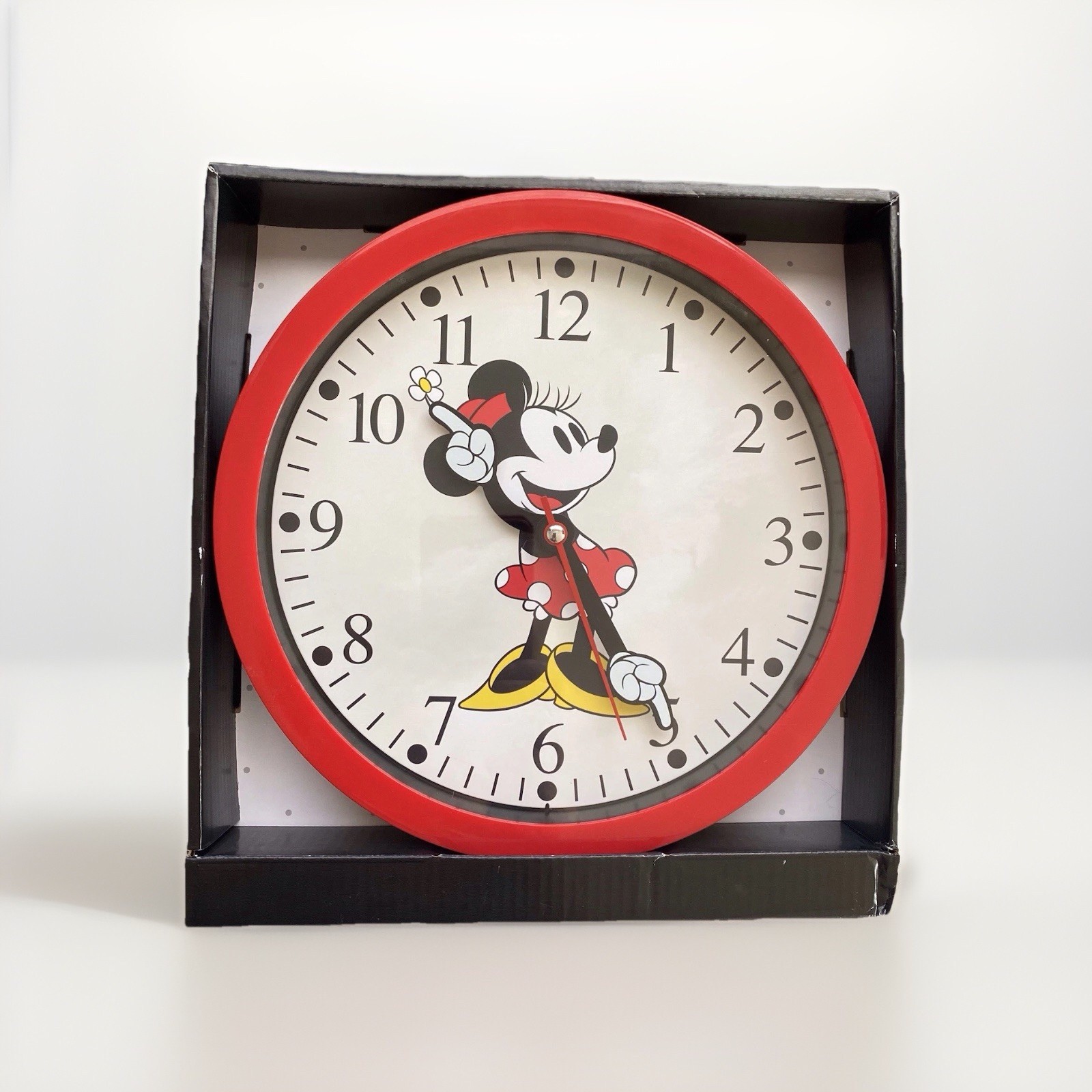Minnie Mouse Wall Clock 10" Red Disney New In Box