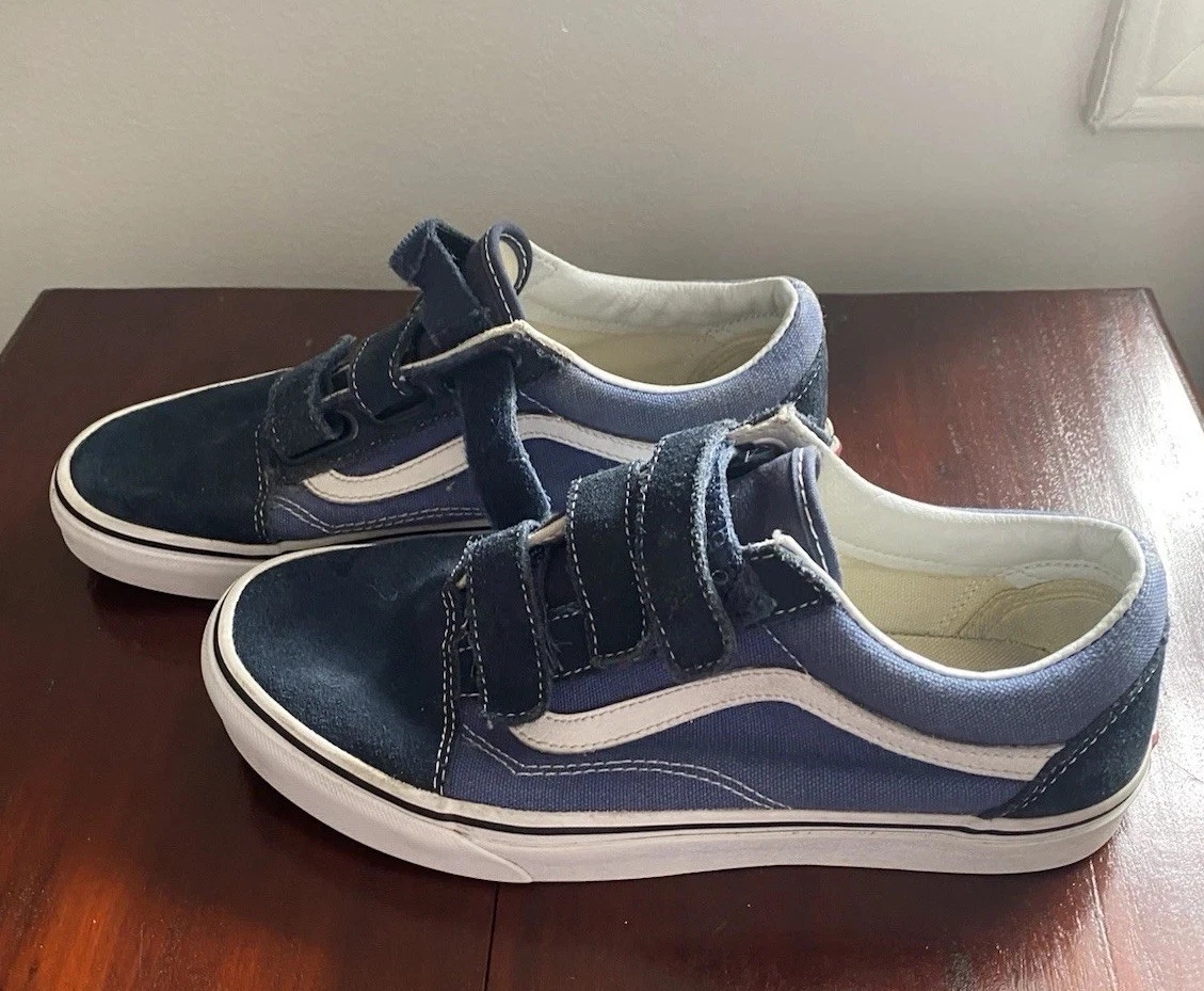 Vans Old Skool Blue Suede Hook & Loop Sneakers - Women's 8