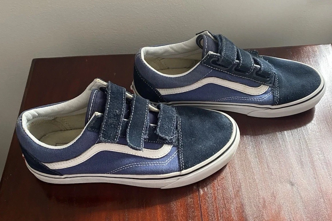 Vans Old Skool Blue Suede Hook & Loop Sneakers - Women's 8 - photo 3