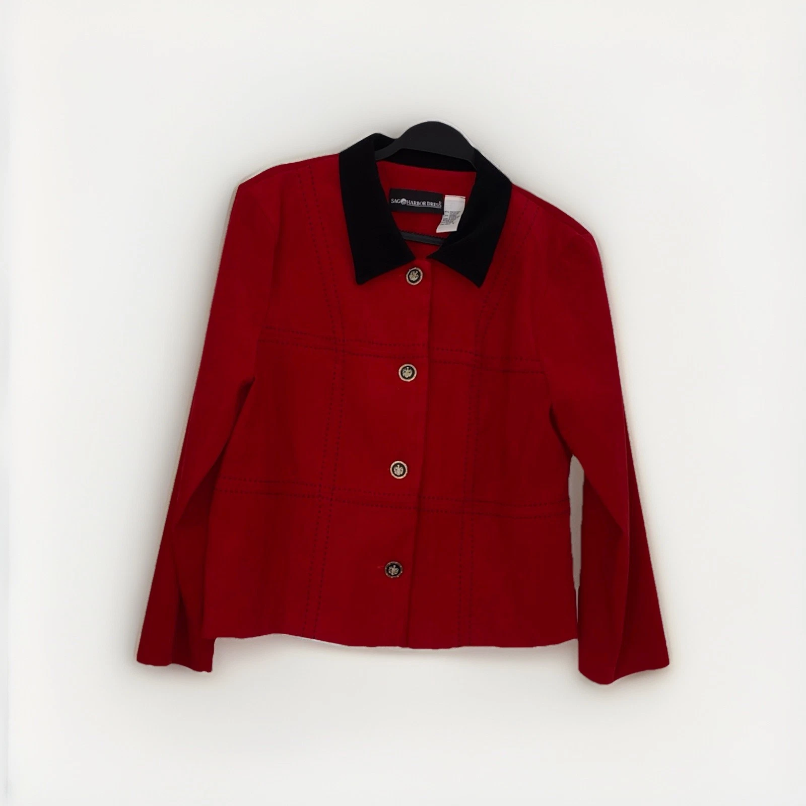 Sag Harbor Red Jacket with Velvet Collar - Size 12 - photo 2