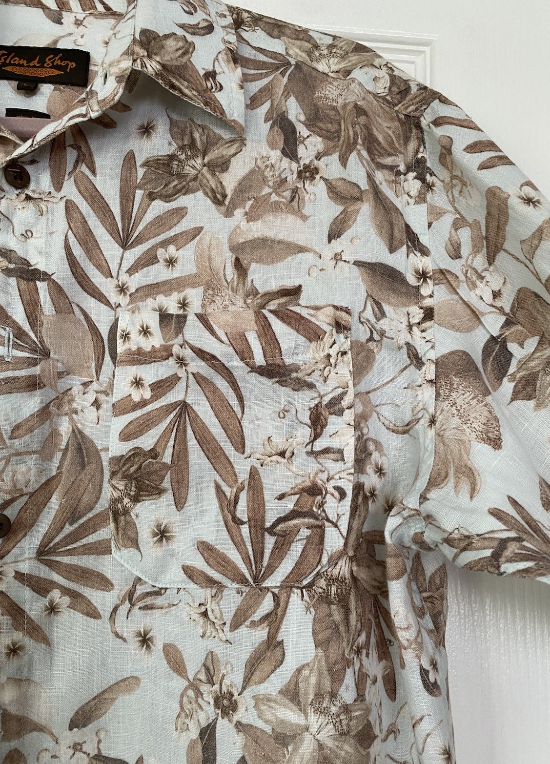 Island Shop Mens L Slim Floral Linen Shirt - photo 3