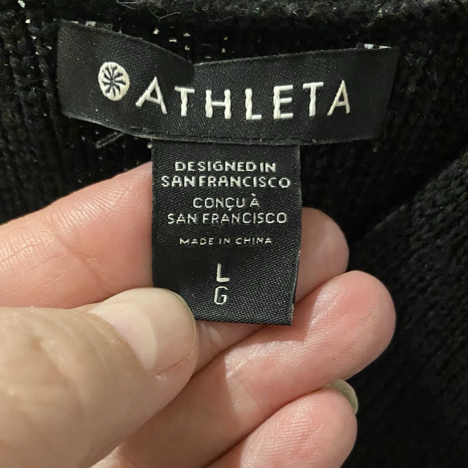 Athleta Hanover Refined Sweater V Neck Women Large Black - photo 2