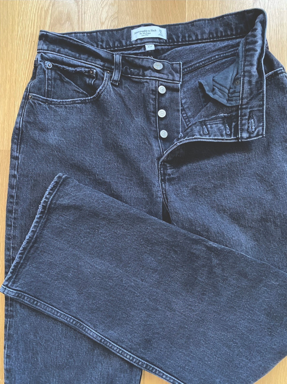Womens Abercrombie & Fitch 90s Baggy Low Rise Black Jeans Sz 29