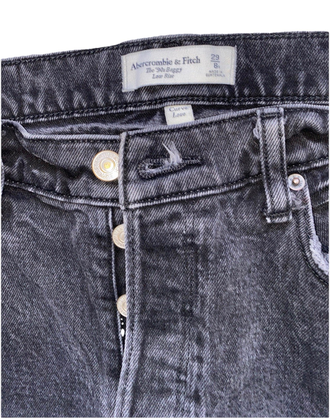 Womens Abercrombie & Fitch 90s Baggy Low Rise Black Jeans Sz 29 - photo 2