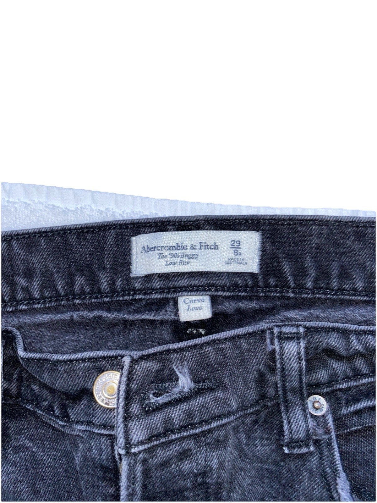 Womens Abercrombie & Fitch 90s Baggy Low Rise Black Jeans Sz 29 - photo 3