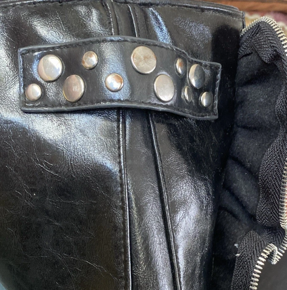 Zipper Themed Black Pattern Leather Purse BoHo Stylish Chain Sma - photo 5