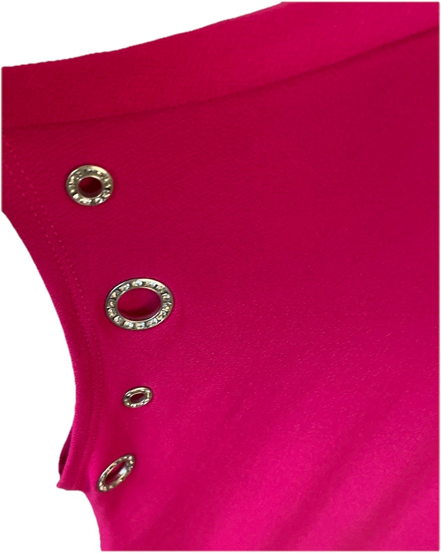 89th Madison Women's New Size XL Blouse Hot Magenta Metal Shiny - photo 3