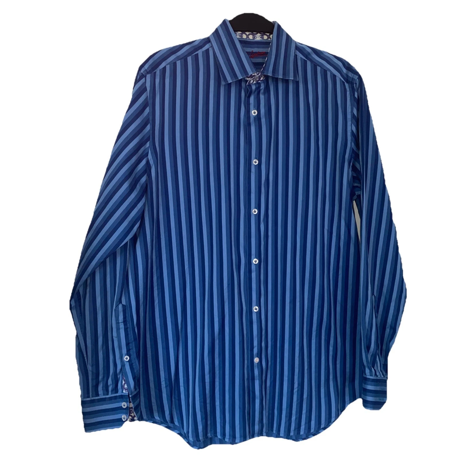 Robert Graham Men's Blue Striped Long Sleeve Shirt Size L - photo 2