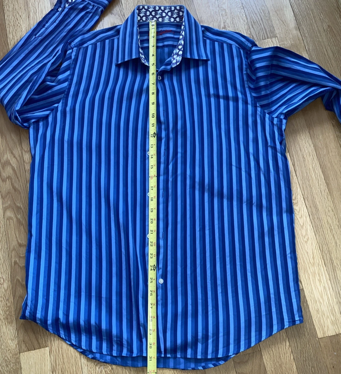 Robert Graham Men's Blue Striped Long Sleeve Shirt Size L - photo 4