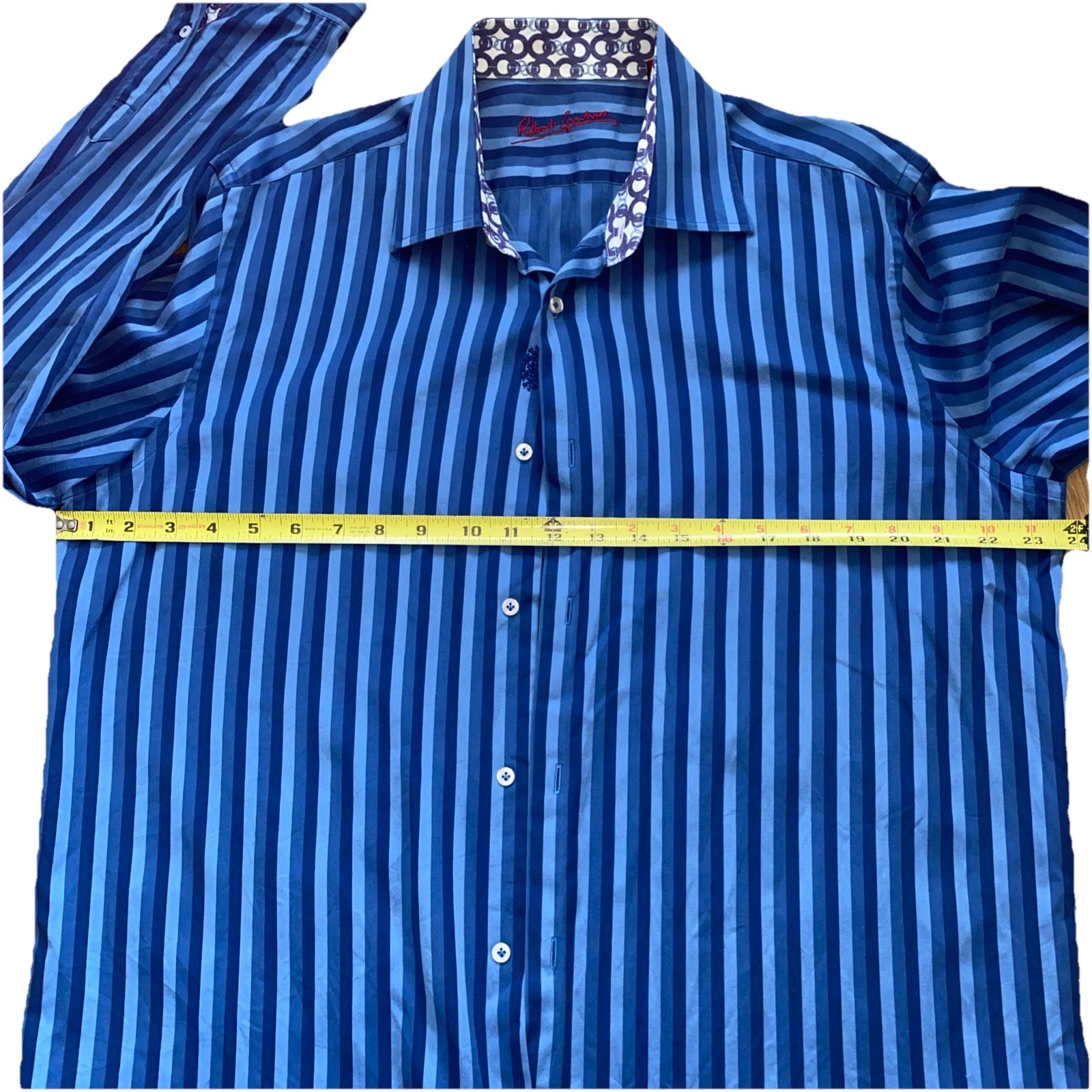 Robert Graham Men's Blue Striped Long Sleeve Shirt Size L - photo 5